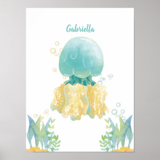 Poster Água-viva Capricho Subaquático Personalizável