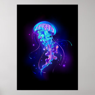 Poster Água-viva Colorida Vibrante Resplandecente