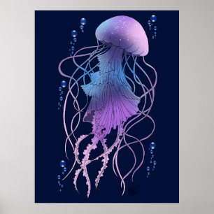 Poster Água-viva Etérea Violeta Azul