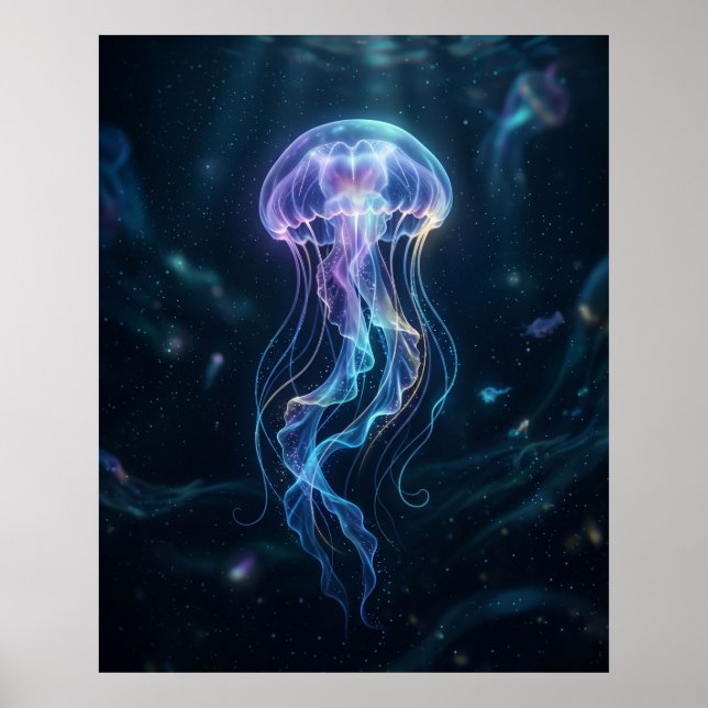 Poster Água-viva Luminosa Brilho do Oceano (Frente)
