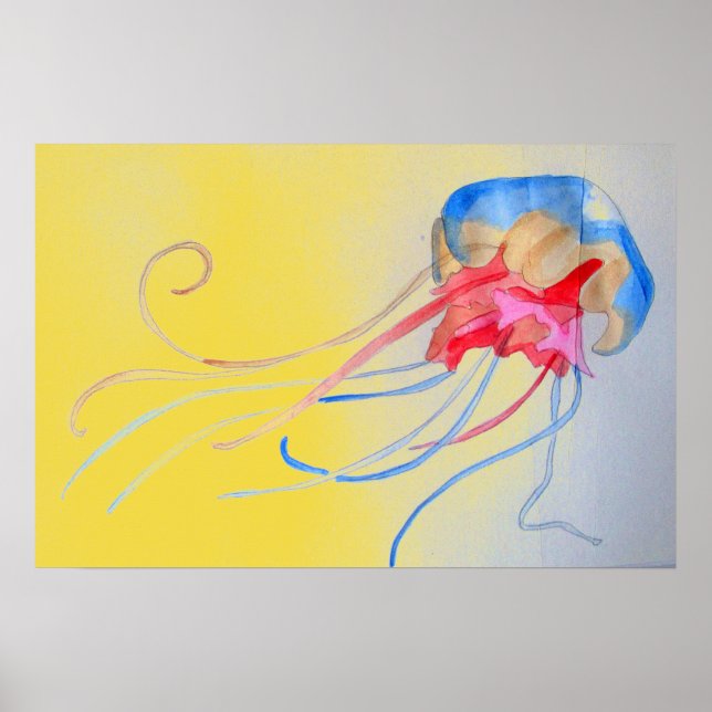 Poster Água-viva na ilustração da arte original da areia (Frente)