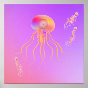 Poster Água-viva nadando com amigos