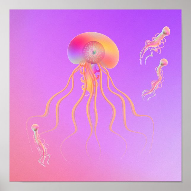 Poster Água-viva nadando com amigos (Frente)