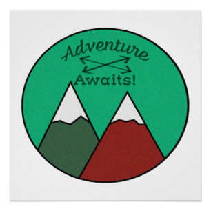 Póster Aguardam Aventura Design das Montanhas Castanhas e