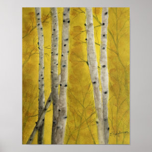 POSTER AGUARELA DA FLORESTA DE ASPEN