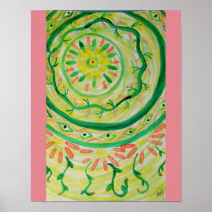 Póster Aguarela floral abstrata da mandala