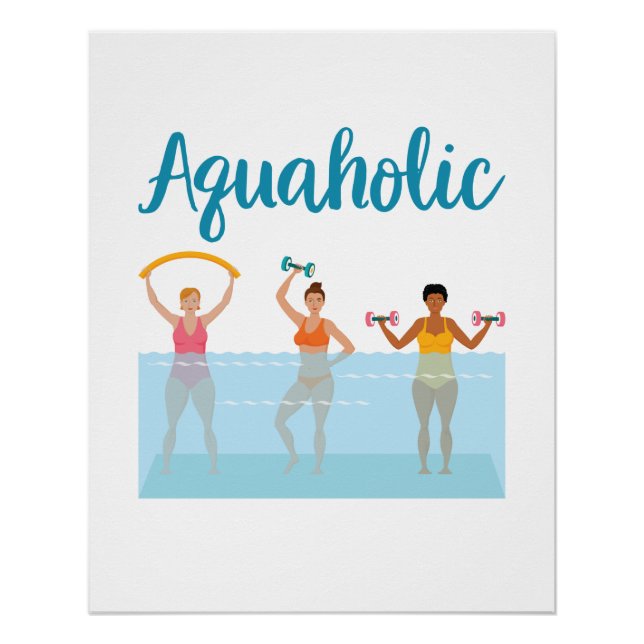 Póster Águas Aquálgicas Aeróbicas Waterobics Mulheres (Frente)