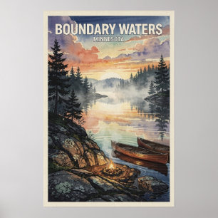 Poster Águas Fronteiriças Minnesota Viagem Vintage
