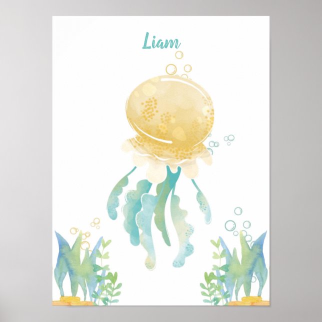 Poster Águas-vivas submarinas personalizáveis (Frente)