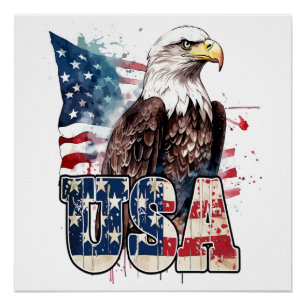 Póster Águia Americana de Cabeça Branca Aniversário de 25