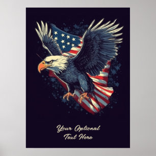 Poster Águia Americana de Texto Personalizado