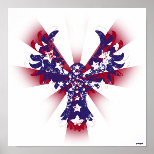 Póster Águia Americana Estrelas e Listras