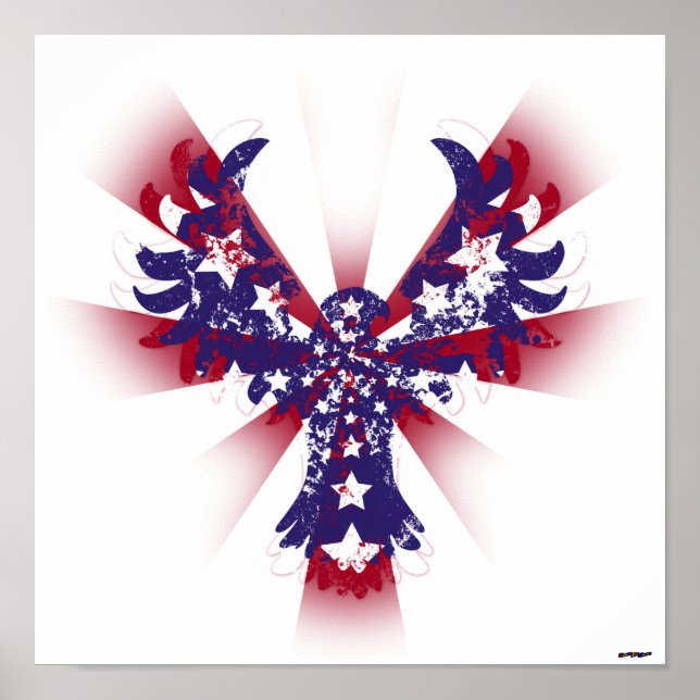 Póster Águia Americana Estrelas e Listras (Frente)