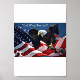 Poster Águia Americana Patriótica Deus Abençoa a América 