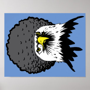 Póster Águia Careca Americana Cartaz Sinal Afro Divertido