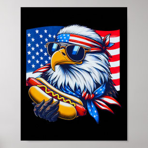 Poster Águia Careca Engraçada Cachorro Quente Bandeira Am