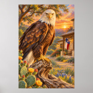Poster Águia Careca Majestosa sob a Luz do Texas