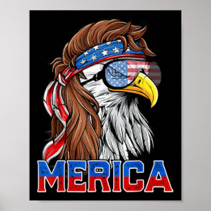 Poster Águia Careca Mullet Merica Bandeira Americana Patr