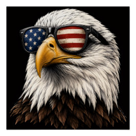 Póster Águia Careca Patriótica com Óculos de Sol da Bande