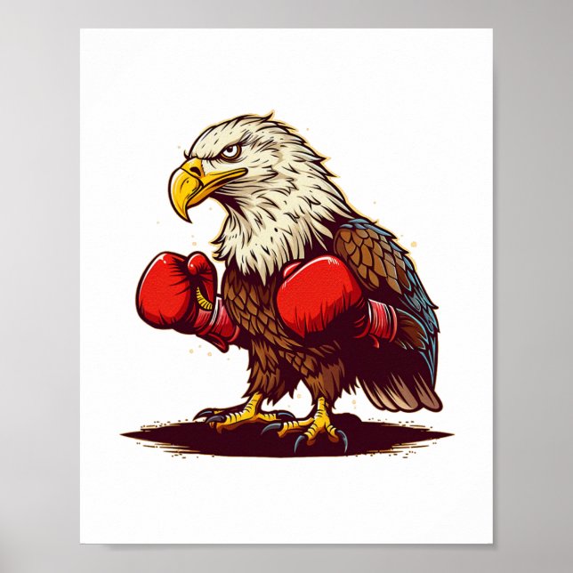Poster Águia Com Luvas De Boxim Para Uma Gra Legal E Feri (Frente)