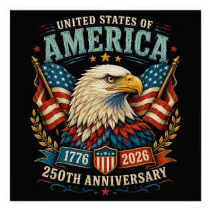 Póster Águia da Celebração do 250º Aniversário da América