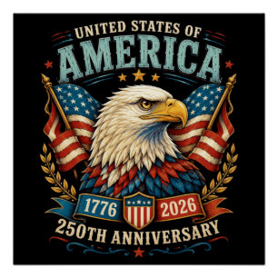 Póster Águia da Celebração do 250º Aniversário da América