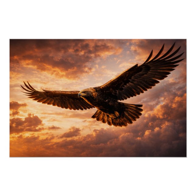 Póster Águia Dourada Majestosa – Voo no Céu Dramático (Frente)