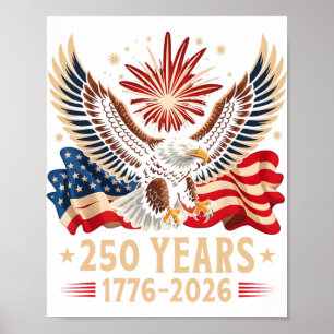 Poster Águia e Bandeira 250 Anos 1776-2026 250º Aniversár