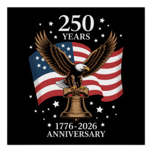 Póster Águia e Bandeira 250 Anos da América 1776-2026