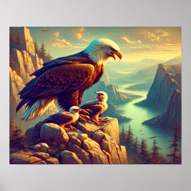 Poster Águia Empoleirada no Rock com Bebês 20x16 (Frente)