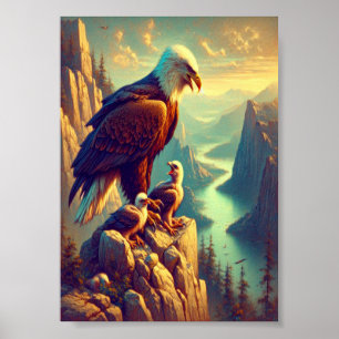 Poster Águia Majestosa Capturando Uma Truta De Lago 5"x7"