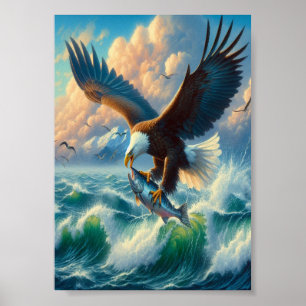 Poster Águia Majestosa Descendo para Capturar Peixe 5"x7"