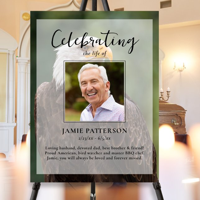 Poster Águia Pássaro, Celebração da Vida, Foto de Funeral (Criador carregado)