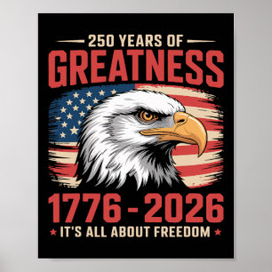 Poster Águia Patriótica 250 Anos Bandeira Americana 250º