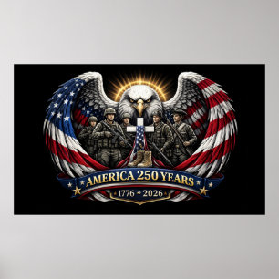 Poster Águia Patriótica América 250 e Tributo Militar