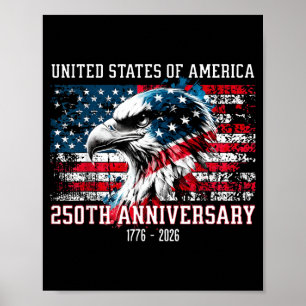 Poster Águia Patriótica Bandeira Americana 250º Aniversár