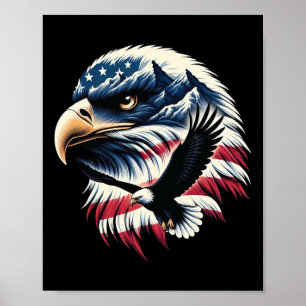 Poster Águia Patriótica Bandeira Dos EUA 4 De Julho Homem