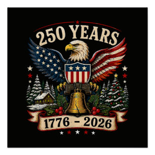 Póster Águia Patriótica de Natal do 250º Aniversário dos