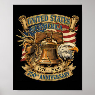 Poster Águia Patriótica e Bandeira 250 Anos Americana 4 d