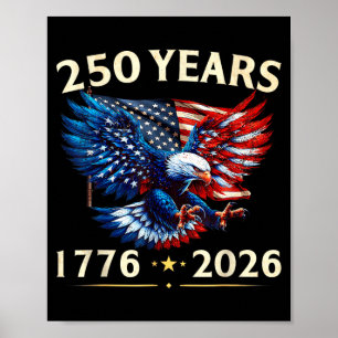 Poster Águia Patriótica EUA 250 Aniversário 250º 4º de