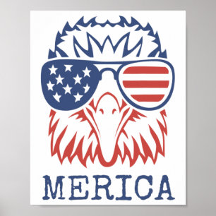 Poster Águia Patriótica Merica 4 de julho Bandeira Americ