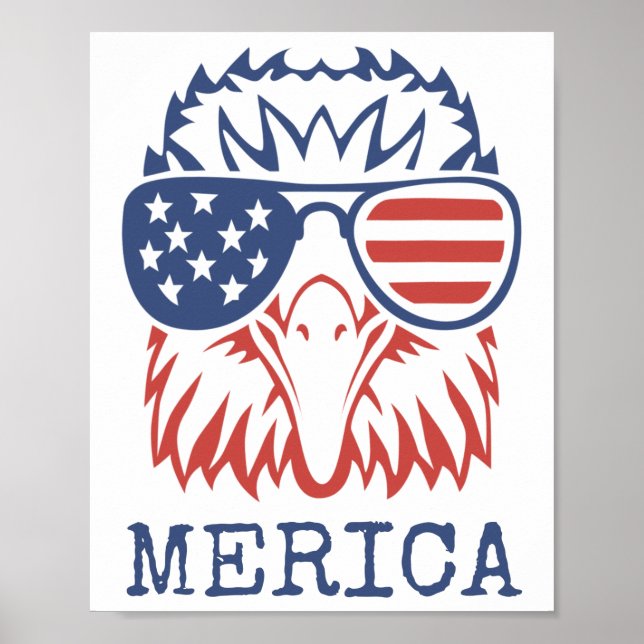 Poster Águia Patriótica Merica 4 de julho Bandeira Americ (Frente)
