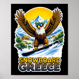 Poster Águia Snowboard Em Cena De Grécia