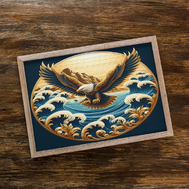 Poster Águia Sofrendo Sobre Vasta Água (Criador carregado)