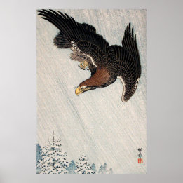 Poster Águia Voando na Neve por Ohara Koson (1933)