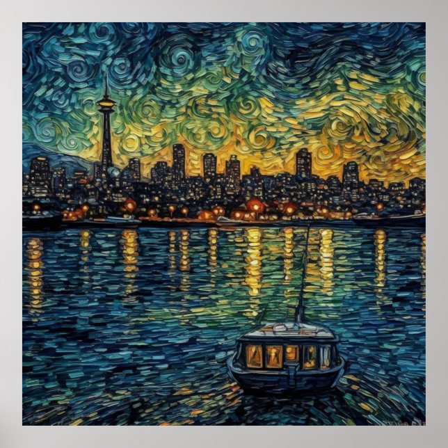 Poster Agulha do espaço no estilo van Gogh (Frente)