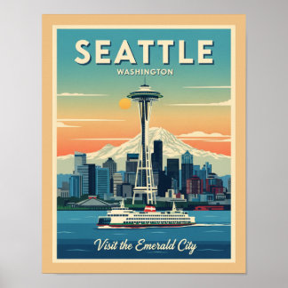 Poster Agulha Espacial de Washington em Seattle