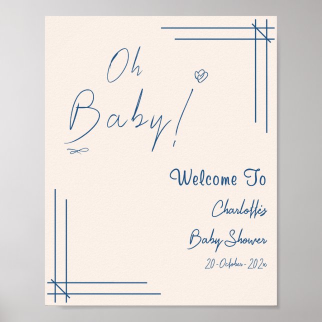 Poster Ah, Bebê! Chuvinha de Bebê Minimalista Neutra (Frente)