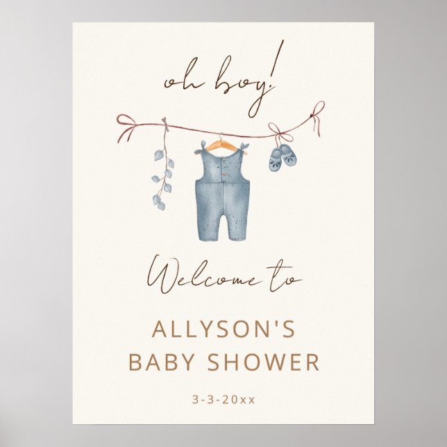 Poster Ah, garoto Boho, cor d'água, roupas de bebê (Frente)