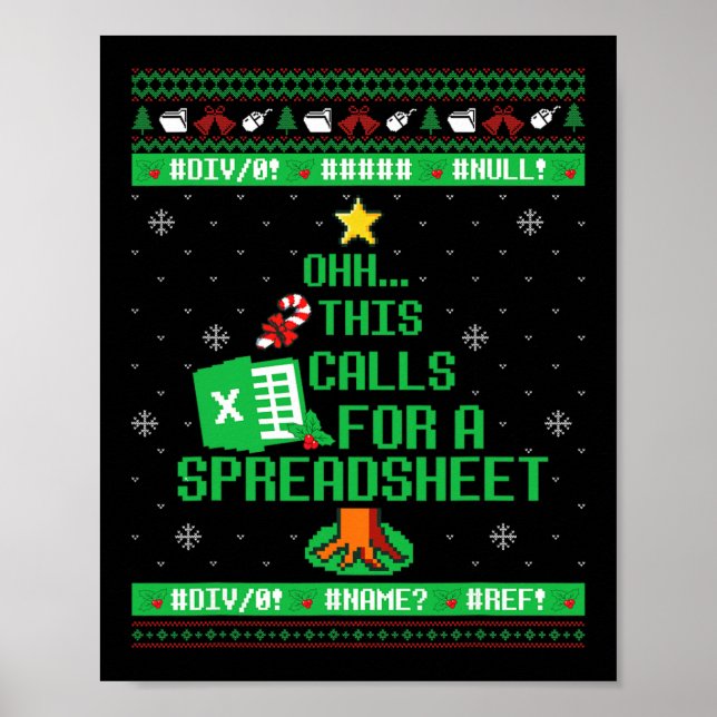 Poster Ah, Isso Uma Planilha De Natal Excel Suéter F (Frente)